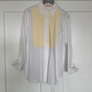 Tory Burch White and Cream Button Up